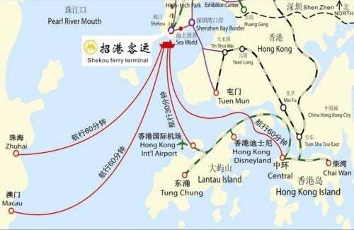 kat jeyografik nan shekou tèminal nan ferry