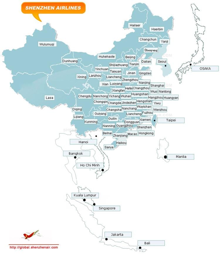 kat jeyografik nan Shenzhen airlines wout
