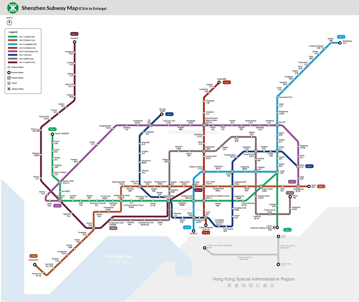 Shenzhen estasyon tren a kat jeyografik