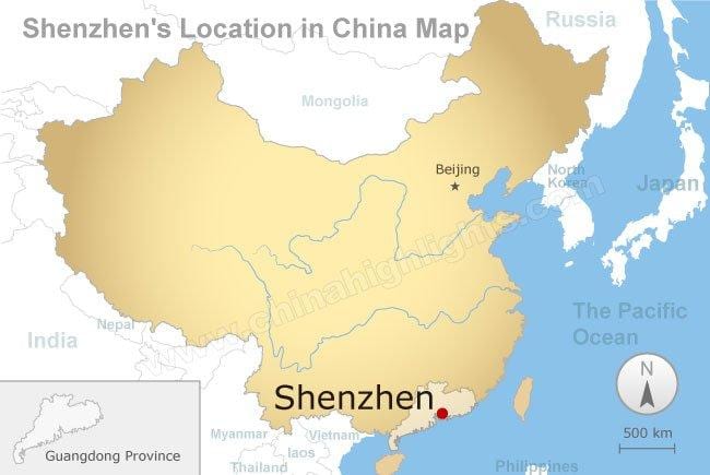 Shenzhen kote nan peyi Lachin kat jeyografik