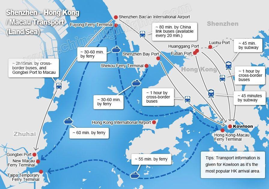 kat jeyografik nan zhuhai tèminal nan ferry