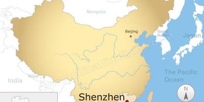 Shenzhen kote nan peyi Lachin kat jeyografik